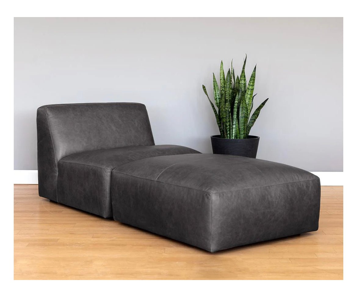 ‘Watson’ Modular Armless Chair (Marseille Black Leather) - EcoLuxe Furnishings