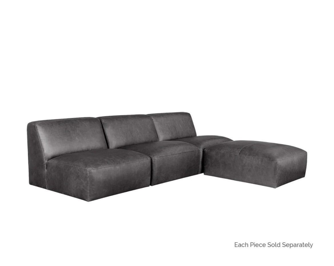 ‘Watson’ Modular Armless Chair (Marseille Black Leather) - EcoLuxe Furnishings