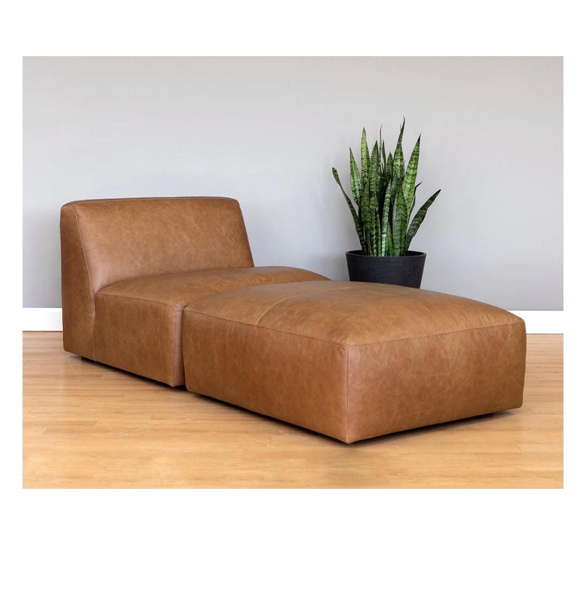 ‘Watson’ Modular Ottoman (Marseille Camel Leather) - EcoLuxe Furnishings