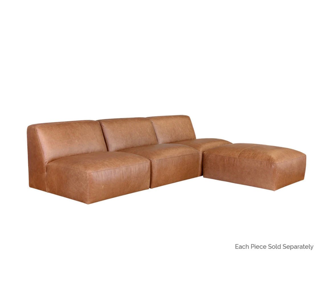 ‘Watson’ Modular Ottoman (Marseille Camel Leather) - EcoLuxe Furnishings