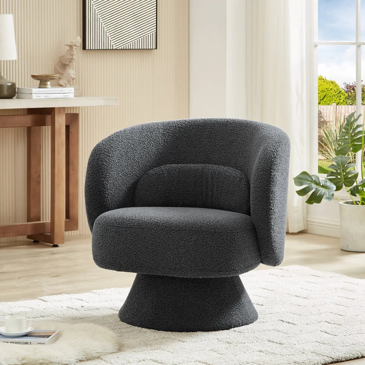 360 Degree Swivel Sherpa Accent Chair - EcoLuxe Furnishings