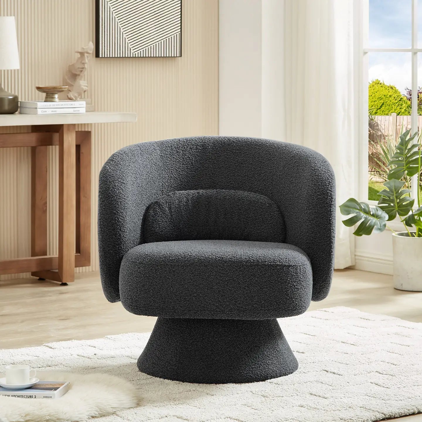 360 Degree Swivel Sherpa Accent Chair - EcoLuxe Furnishings