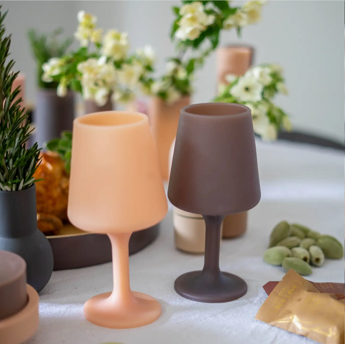 ‘Swepp’ Silicone Unbreakable Wine Glasses (Latte + Donkey) - EcoLuxe Furnishings 