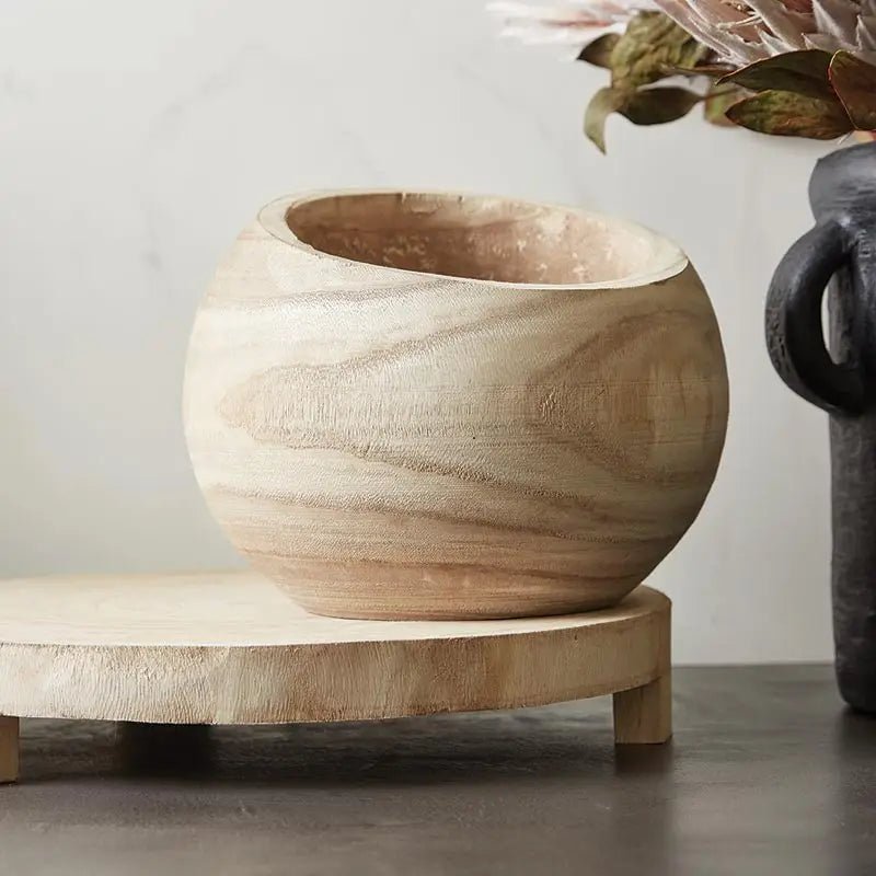 ‘Asymmetrical Paulownia’ Bowl (Natural) - EcoLuxe Furnishings