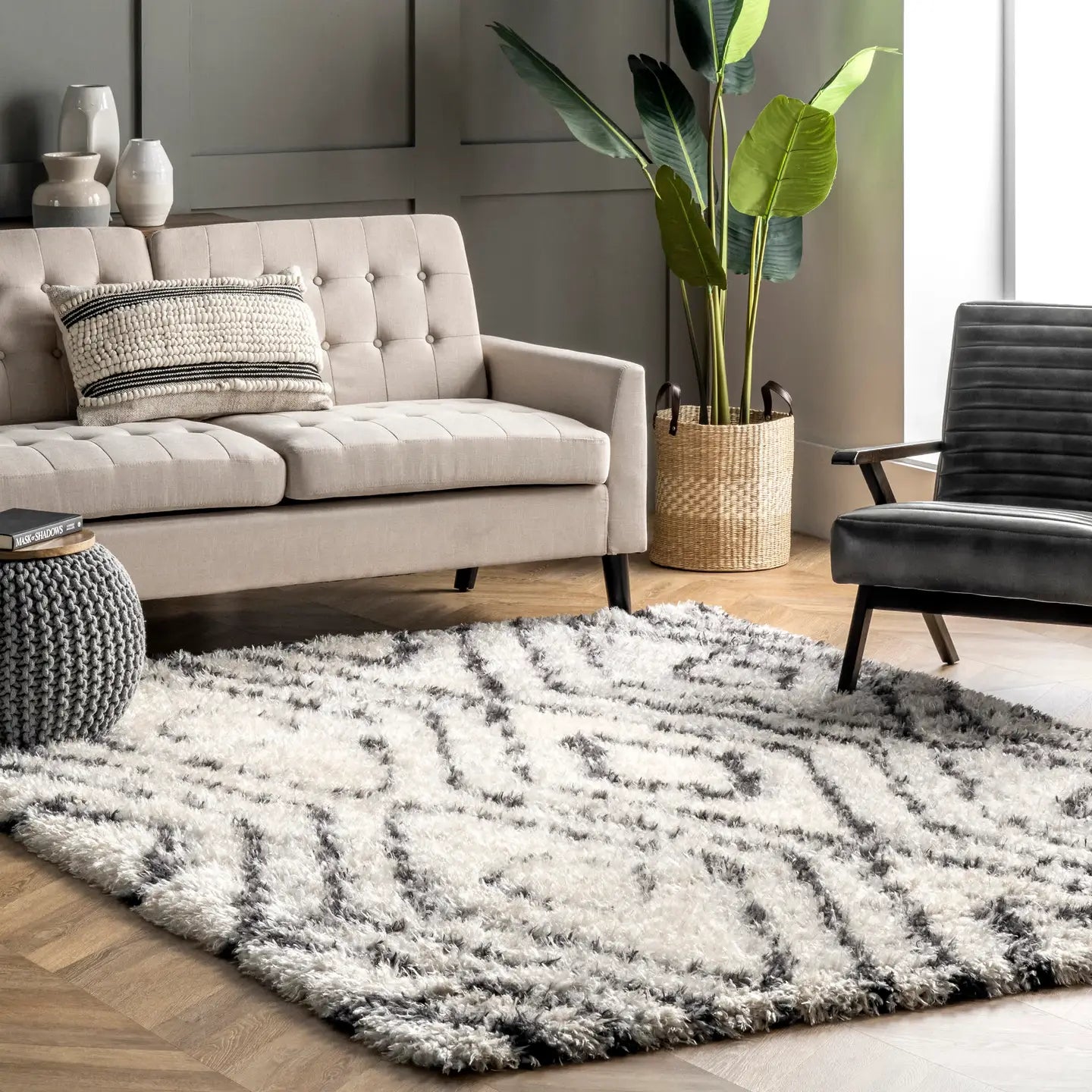 ‘Bristowe’ Diamond Shag Area Rug - EcoLuxe Furnishings