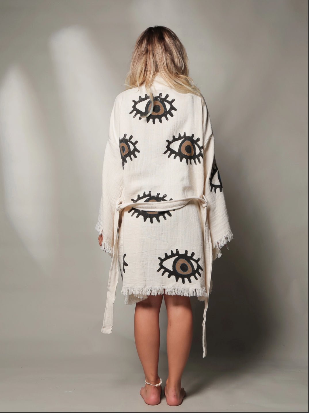 ‘Brown Evil Eye’ Kaftan Kimono Robe - EcoLuxe Furnishings