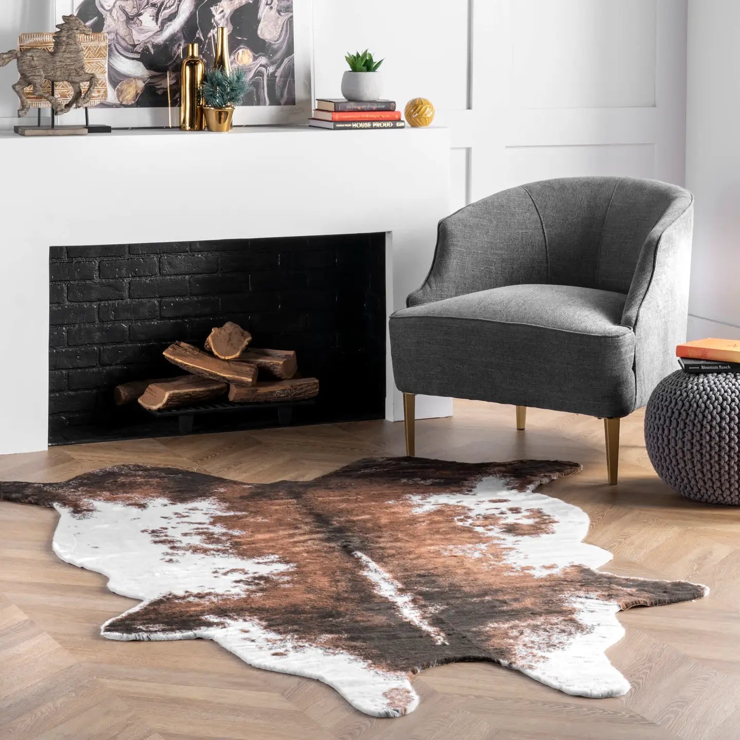 ‘Halina’ Faux Cowhide (Brown) - EcoLuxe Furnishings