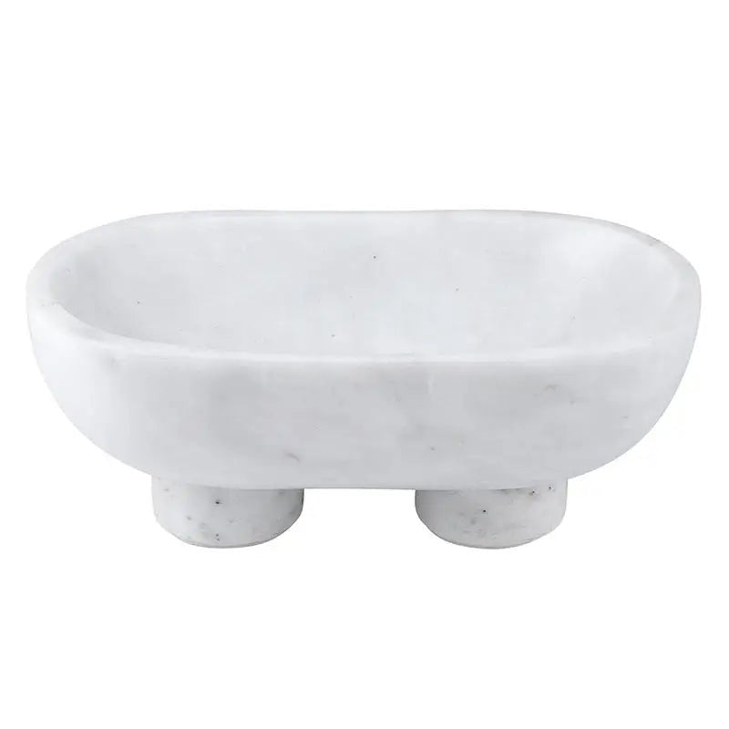 Marble Footed Bowl, Medium (White) - EcoLuxe Furnishings