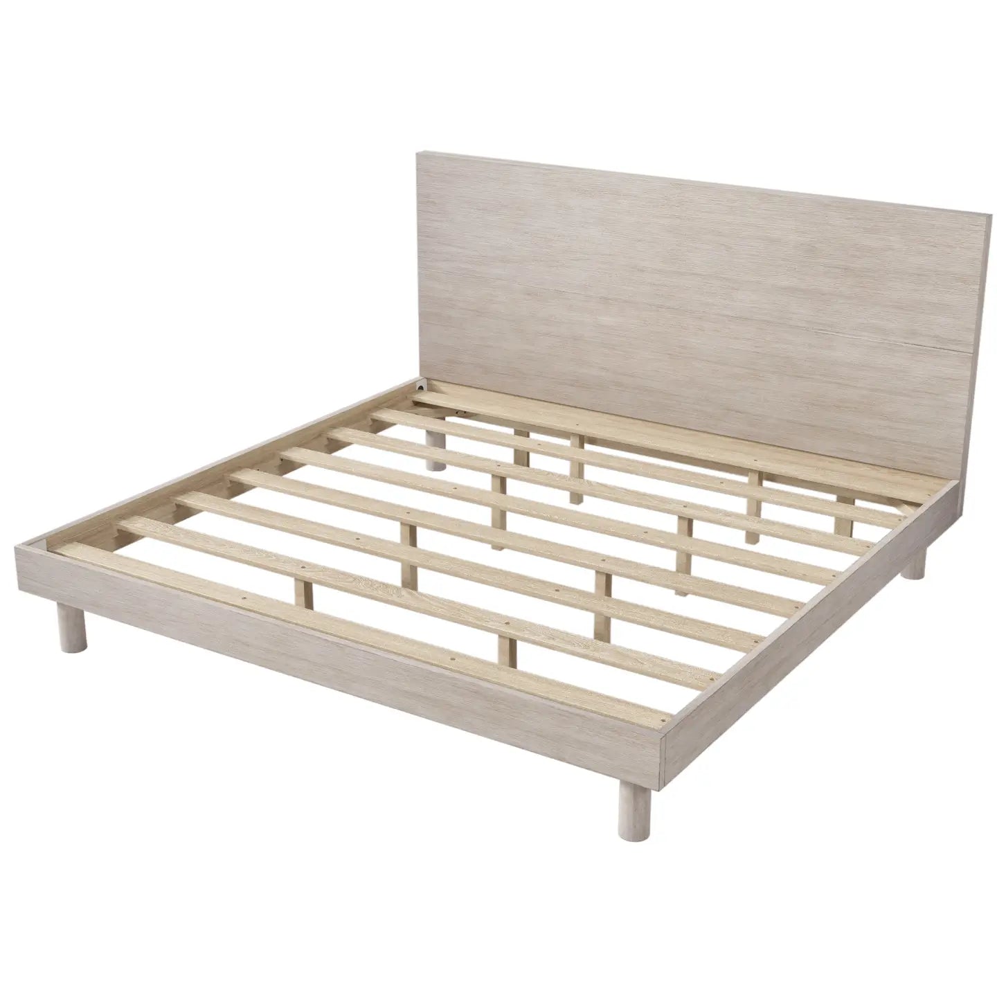 Modern Solid Wood Platform Bed (Stone Gray) - EcoLuxe Furnishings