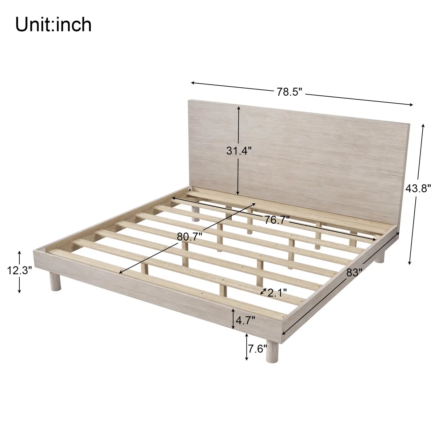 Modern Solid Wood Platform Bed (Stone Gray) - EcoLuxe Furnishings