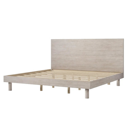 Modern Solid Wood Platform Bed (Stone Gray) - EcoLuxe Furnishings