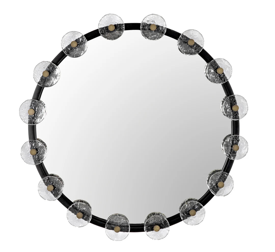 ‘Moira’ Mirror, Metal w/Glass Details (Black) - EcoLuxe Furnishings