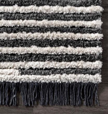 ‘Morgan’ Diamond Shag w/Fringe Area Rug - EcoLuxe Furnishings