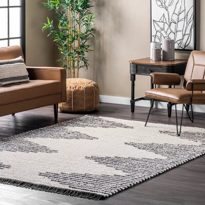 ‘Morgan’ Diamond Shag w/Fringe Area Rug - EcoLuxe Furnishings