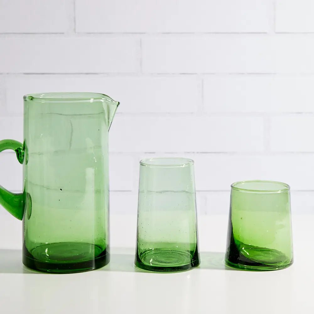 ‘Moroccan Cone’ Glassware, Set of 6 (Green) - EcoLuxe Furnishings