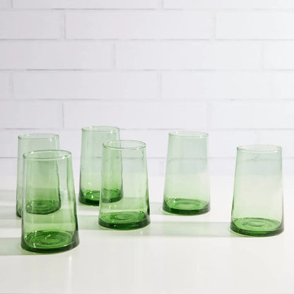 ‘Moroccan Cone’ Glassware, Set of 6 (Green) - EcoLuxe Furnishings