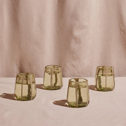 ‘Olivia’ Glasses, Set of 4 (Green Olive ) By Diego Olivero Studi - EcoLuxe Furnishings