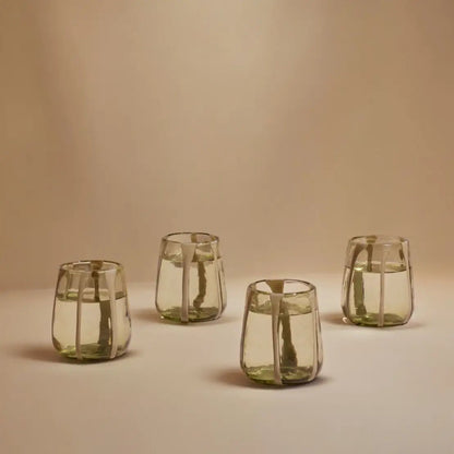 ‘Olivia’ Glasses, Set of 4 (Green Olive ) By Diego Olivero Studi - EcoLuxe Furnishings