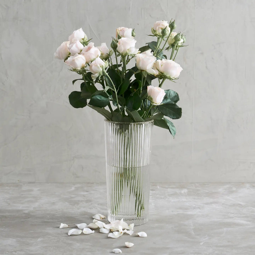 Pressed Clear Glass Column Vase - EcoLuxe Furnishings