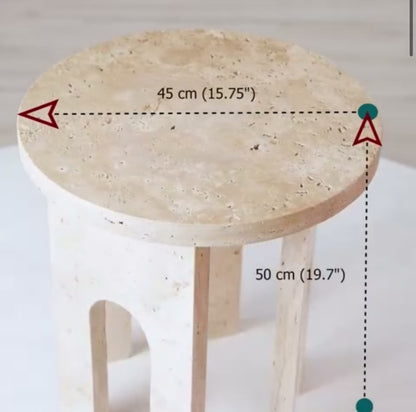 ‘Lucca’ End Table/Nightstand (Travertine Marble)