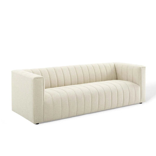 “Reflection” Channel Tufted Sofa (Beige) - EcoLuxe Furnishings