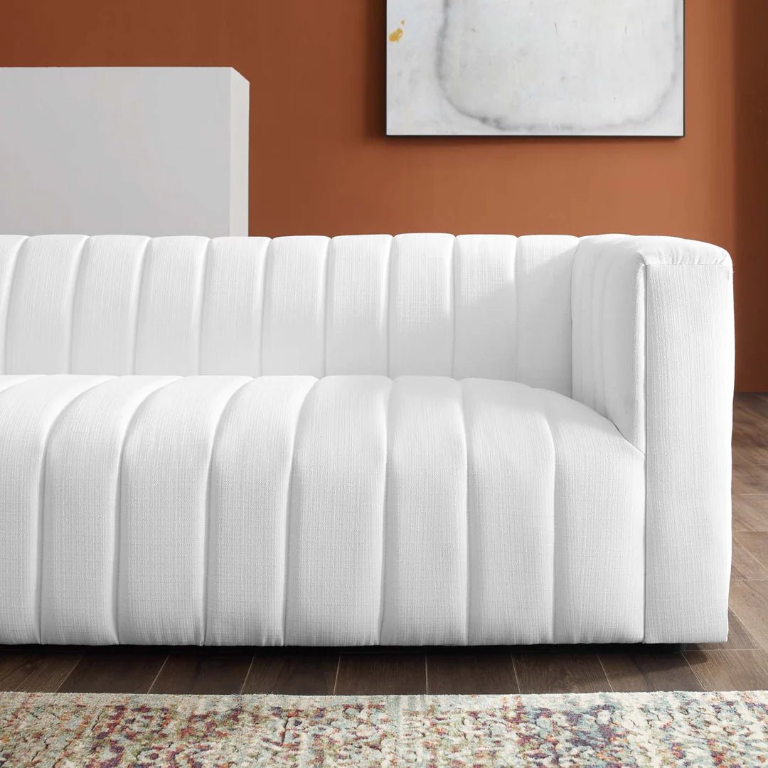 “Reflection” Channel Tufted Sofa (White) - EcoLuxe Furnishings