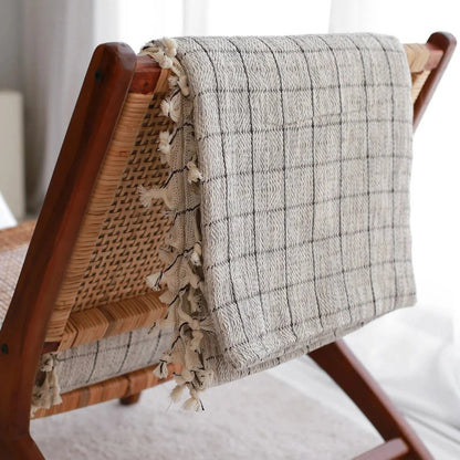 Striped Cream Throw Blanket - EcoLuxe Furnishings