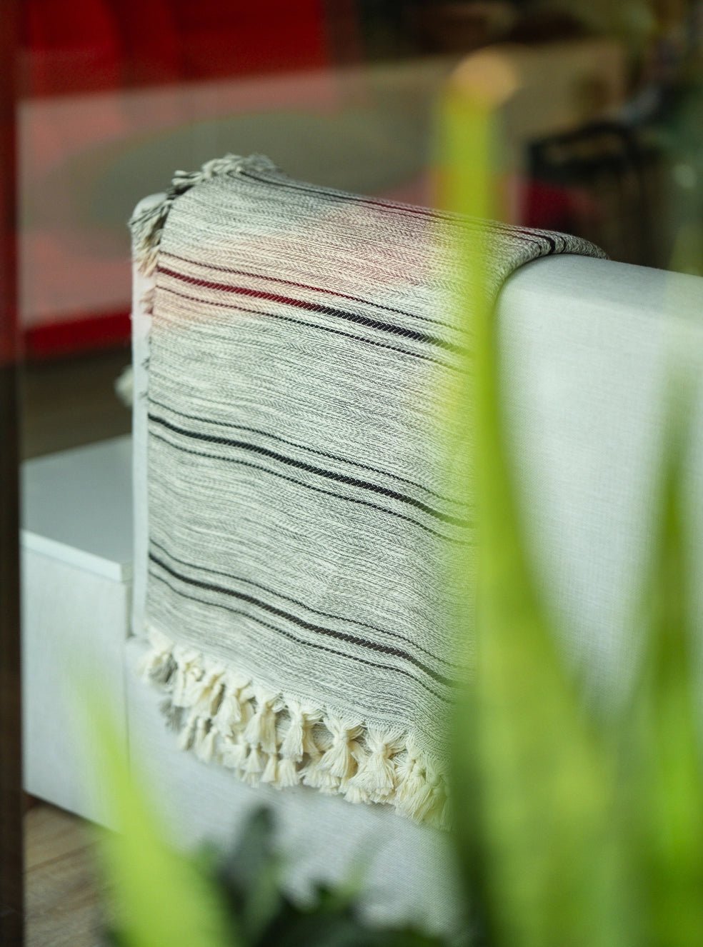 Striped Cream Throw Blanket - EcoLuxe Furnishings