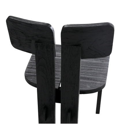 “Teagan” Dining Chair, Set of 2 Black (Teak Wood) - EcoLuxe Furnishings