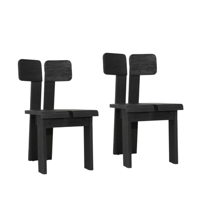 “Teagan” Dining Chair, Set of 2 Black (Teak Wood) - EcoLuxe Furnishings