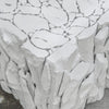 ‘Teak Root Bunching’ Cube, White - EcoLuxe Furnishings