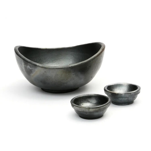 ‘The Burned’ Curved Bowls - Set of 3 (Black) - EcoLuxe Furnishings