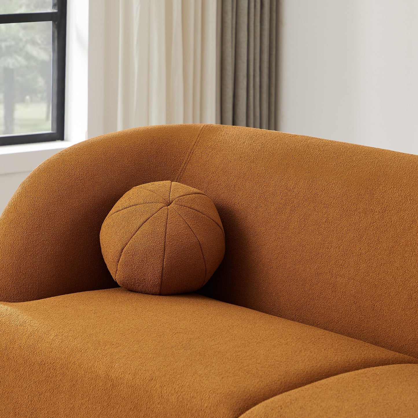 ‘Anna’ Sofa (Burnt Orange Boucle) - EcoLuxe Furnishings