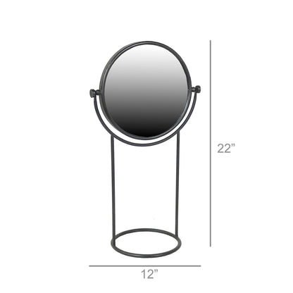 ‘Archer’ Round Swiveling Mirror (Black) - EcoLuxe Furnishings