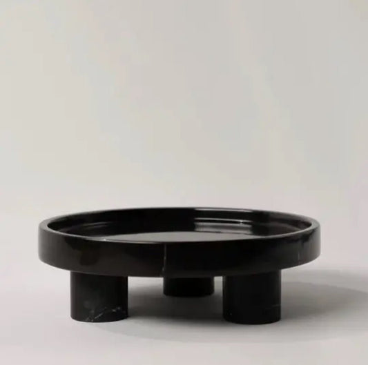 ‘Atrani’ Marble Cake Stand (Black) - EcoLuxe Furnishings