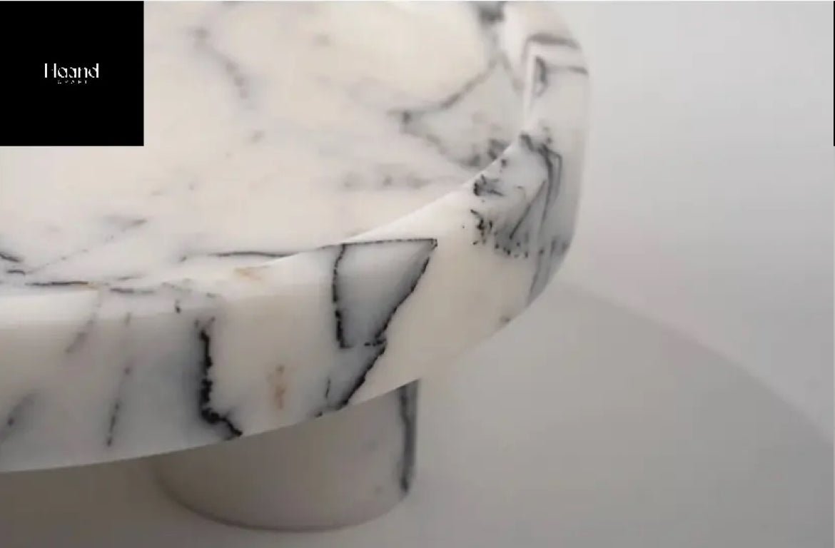 ‘Atrani’ Marble Cake Stand (White) - EcoLuxe Furnishings