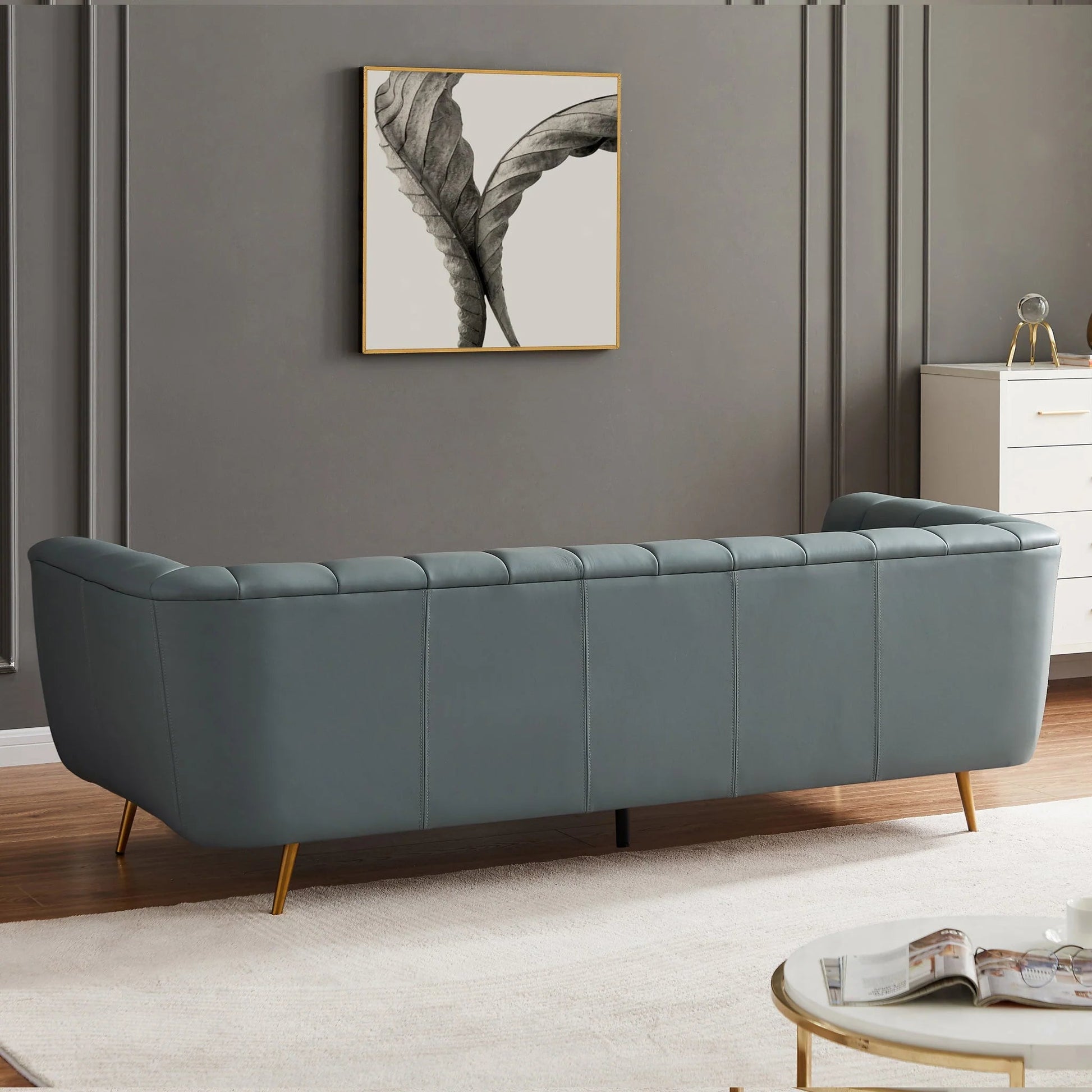 ‘Ava’ Sofa (Blue Leather) - EcoLuxe Furnishings