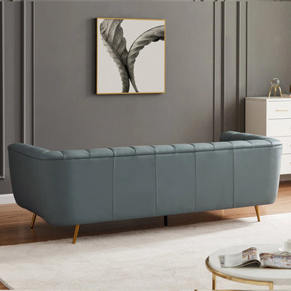 ‘Ava’ Sofa (Blue Leather) - EcoLuxe Furnishings