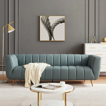 ‘Ava’ Sofa (Blue Leather) - EcoLuxe Furnishings