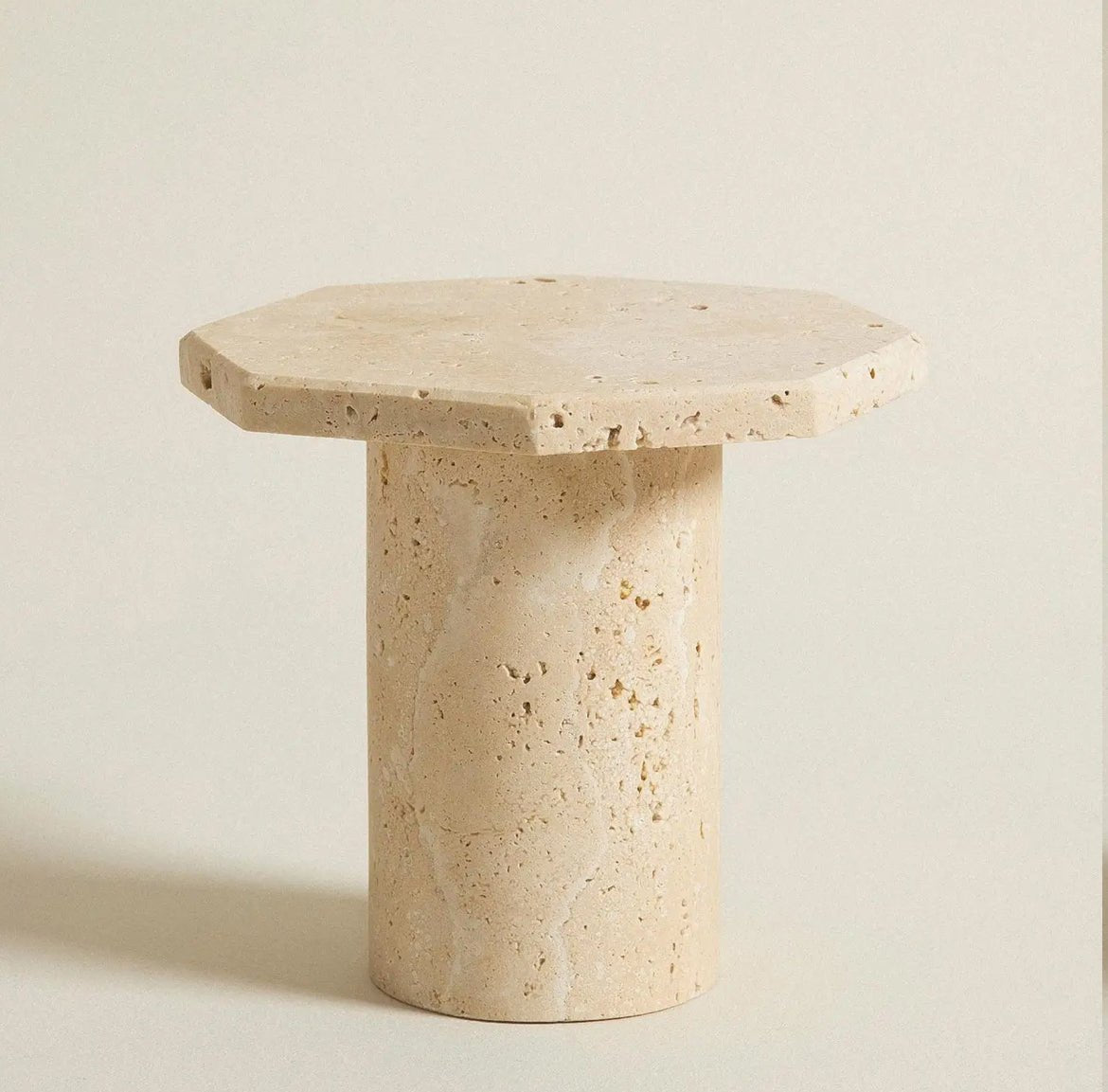 ‘Babur’ Octagon Display Stand, Travertine (Natural Marble) - EcoLuxe Furnishings