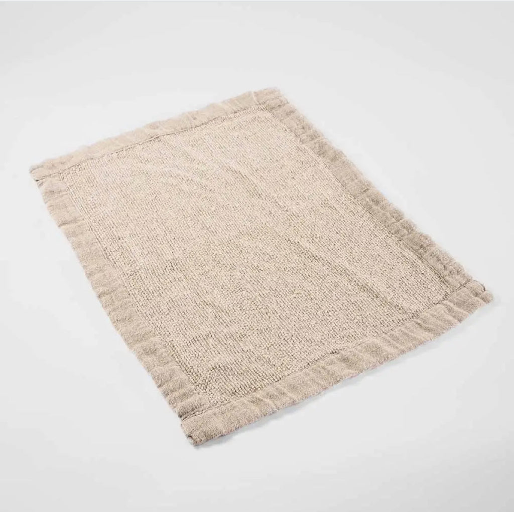 ‘Bedouin’ Linen Bathmat (Natural) - EcoLuxe Furnishings