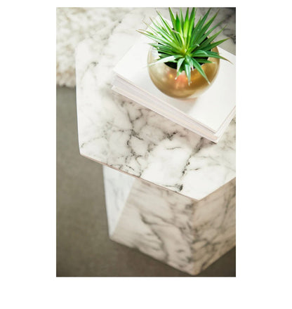 ‘Bento’ Accent Table (Ivory Marble Concrete) - EcoLuxe Furnishings