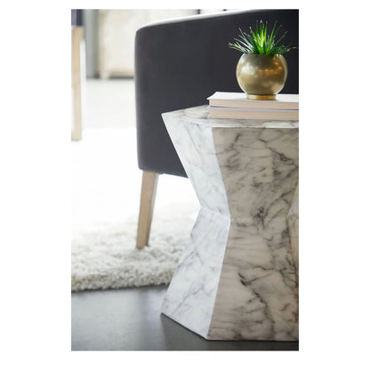 ‘Bento’ Accent Table (Ivory Marble Concrete) - EcoLuxe Furnishings