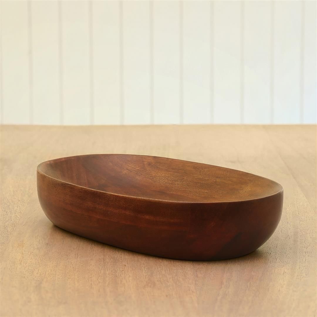 ‘Brawny’ Arjan Wood Oval Platter (Brown) - EcoLuxe Furnishings