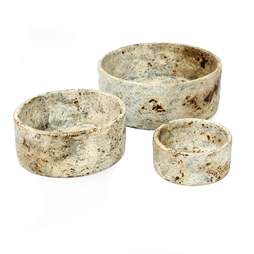 ‘Burned’ Cylinder Dish, Set of 3 (Antique( - EcoLuxe Furnishings