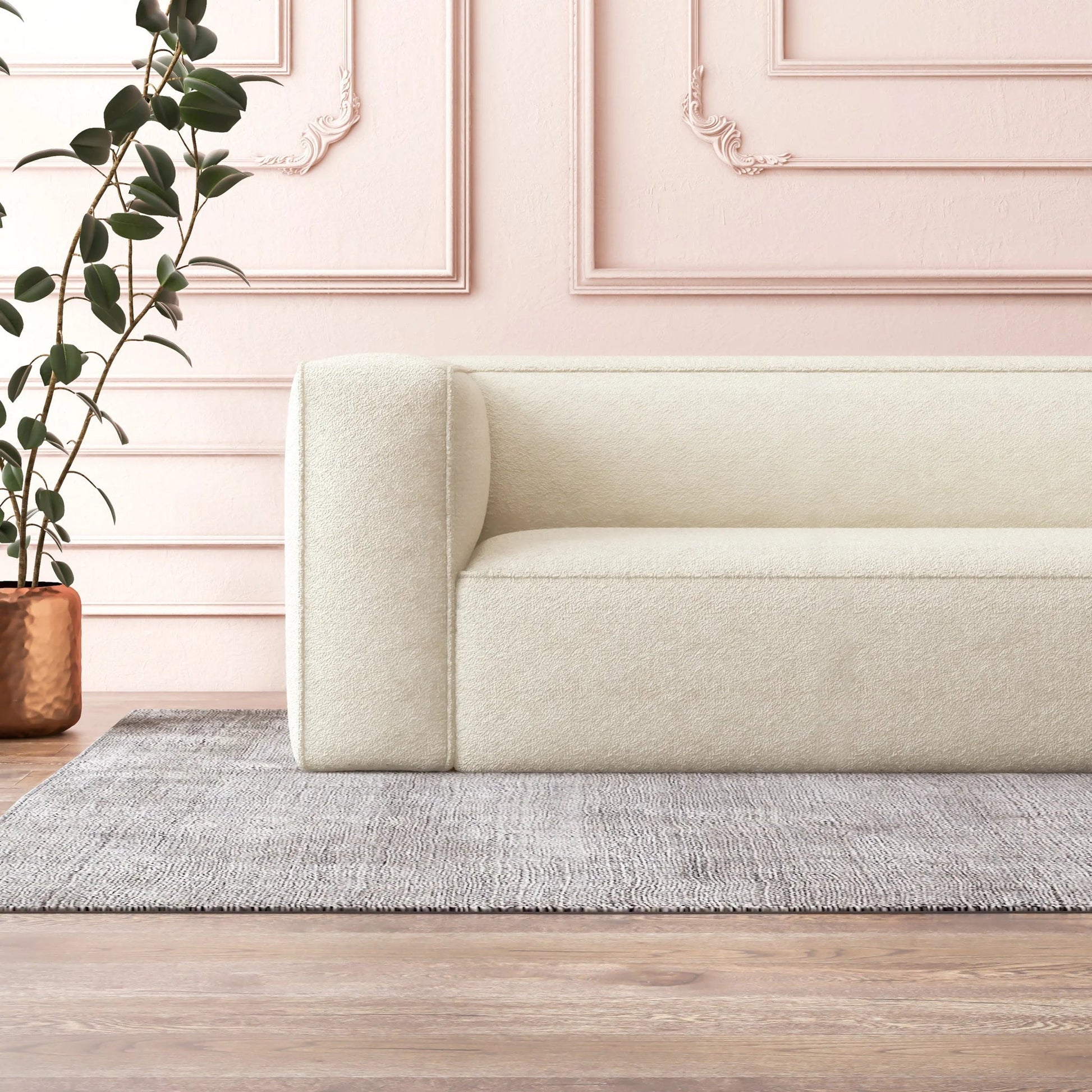 ‘Cassidy’ Modern Sofa (Cream Boucle) - EcoLuxe Furnishings