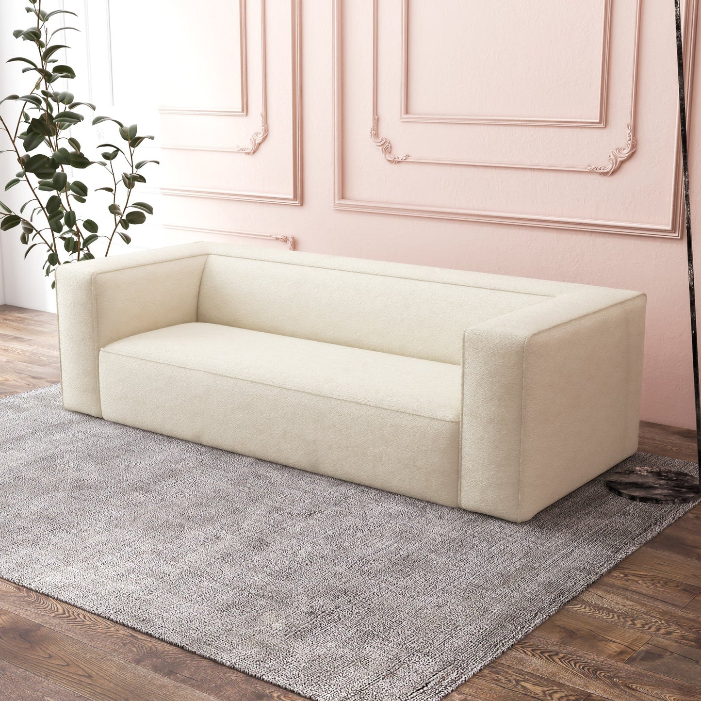 ‘Cassidy’ Modern Sofa (Cream Boucle) - EcoLuxe Furnishings