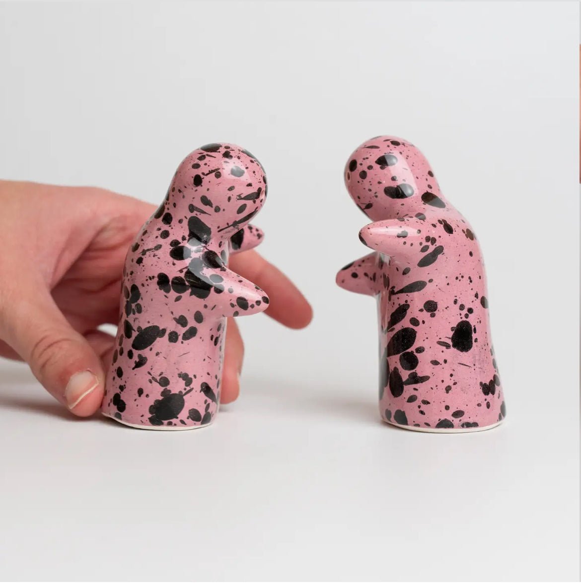 Ceramic Salt/Pepper Shakers, 9cm (Pink + Black Cosmica) - EcoLuxe Furnishings