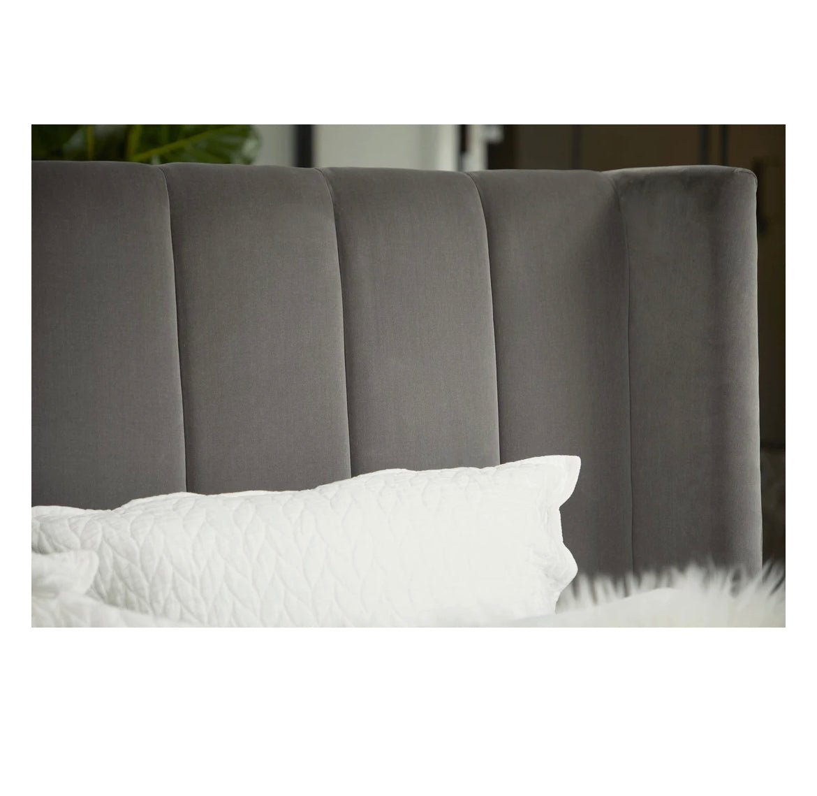 ‘Chandler’ Bed, Dark Dove Velvet (Standard King) - EcoLuxe Furnishings