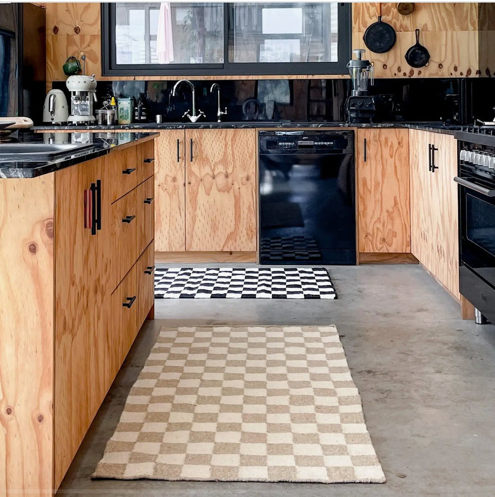 Checkerboard Hallway Runner (Natural + Cream) - EcoLuxe Furnishings